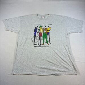 Vintage Anvil Brothers on the Bluffs Martha's Vineyard T-Shirt Gray 2XL 90s Tee
